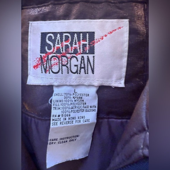 Sarah Morgan Vintage Winter Coat Women's hoodie pocket full zipper brown black L - Picture 5 of 16
